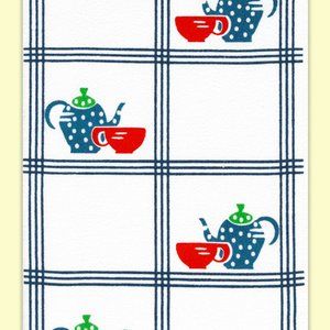 Red & White Kitchen Co: Retro 50's design "Country Coffee Time Kitchen Towel NEW